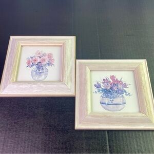 90s Grandma Floral Framed Art Set in Cream and Pink